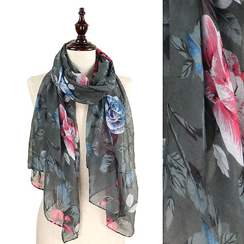 FLOWER PRINT OBLONG SCARF