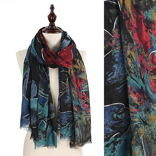 FLOWER FOIL PRINT SCARF