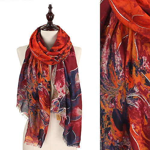 FLOWER FOIL PRINT SCARF