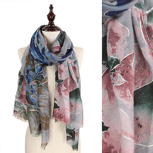 FLOWER FOIL PRINT SCARF