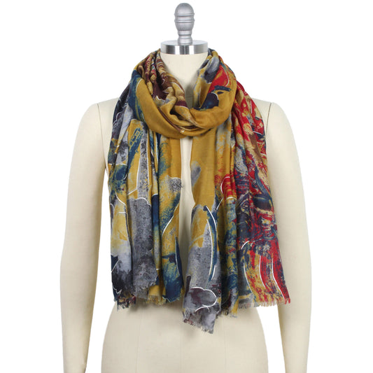 FLOWER FOIL PRINT SCARF