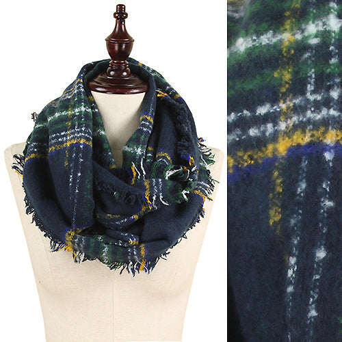 BRUSHED PLAID INFINITY SCARF