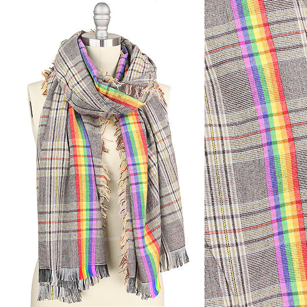 RAINBOW ACCENT GLEN CHECK SCARF