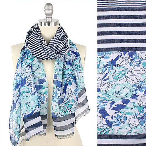 FLOWER STRIPE PRINT SCARF