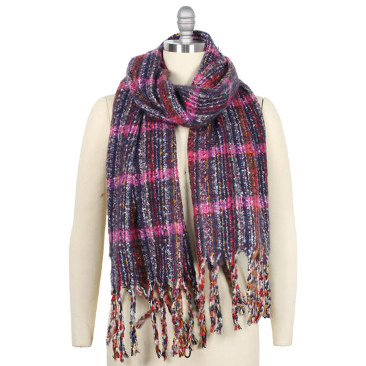 MULTI COLOR PUFFY SCARF W.TASSEL