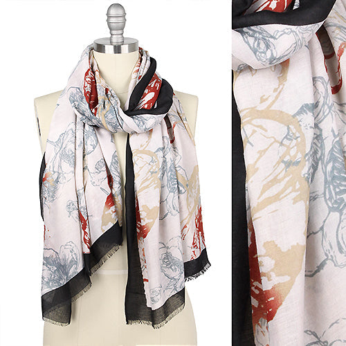 FLOWER PRINT OBLONG SCARF