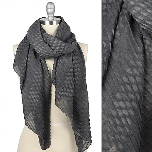 PLEATED TEXTURE NATURAL DIE OBLONG SCARF