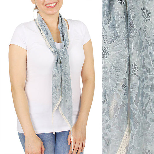 LACE TRIM KERCHIEF SLIM SCARF