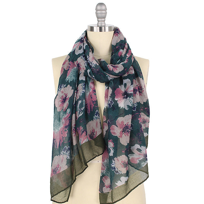 FLOWER PRINT OBLONG SCARF