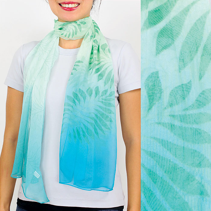 LEAF PRINT OMBRE CHIFFON OBLONG SCARF