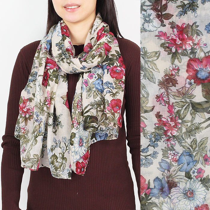 FLOWER GARDEN PRINT OBLONG SCARF