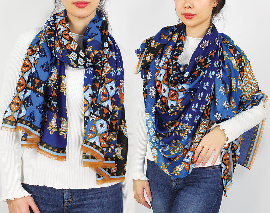 PATCHWORK FOIL PRINT OBLONG SCARF