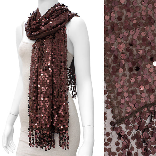 SEQUIN BEADED SHAWL/SCARF W/ FRINGE