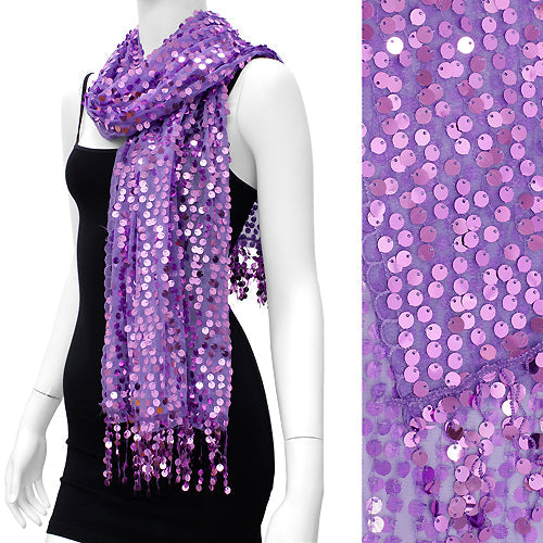 SEQUIN BEADED SHAWL/SCARF W/ FRINGE