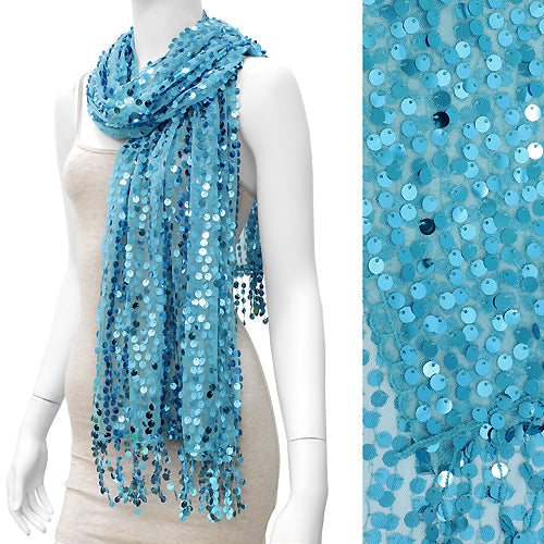 SEQUIN BEADED SHAWL/SCARF W/ FRINGE