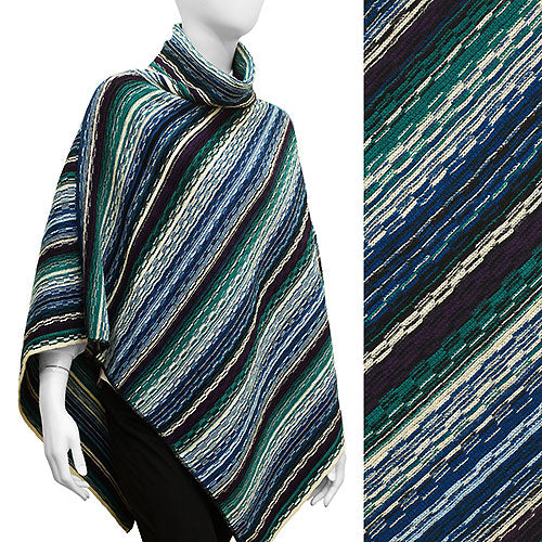 MULTI COLOR TURTLENECK PONCHO