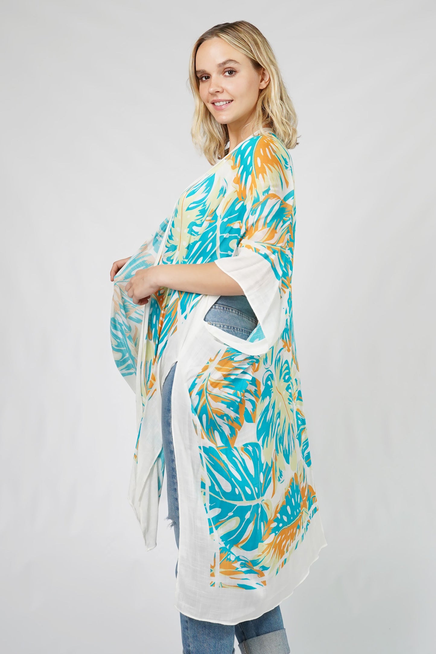 TROPICAL PRINT KIMONO/VEST