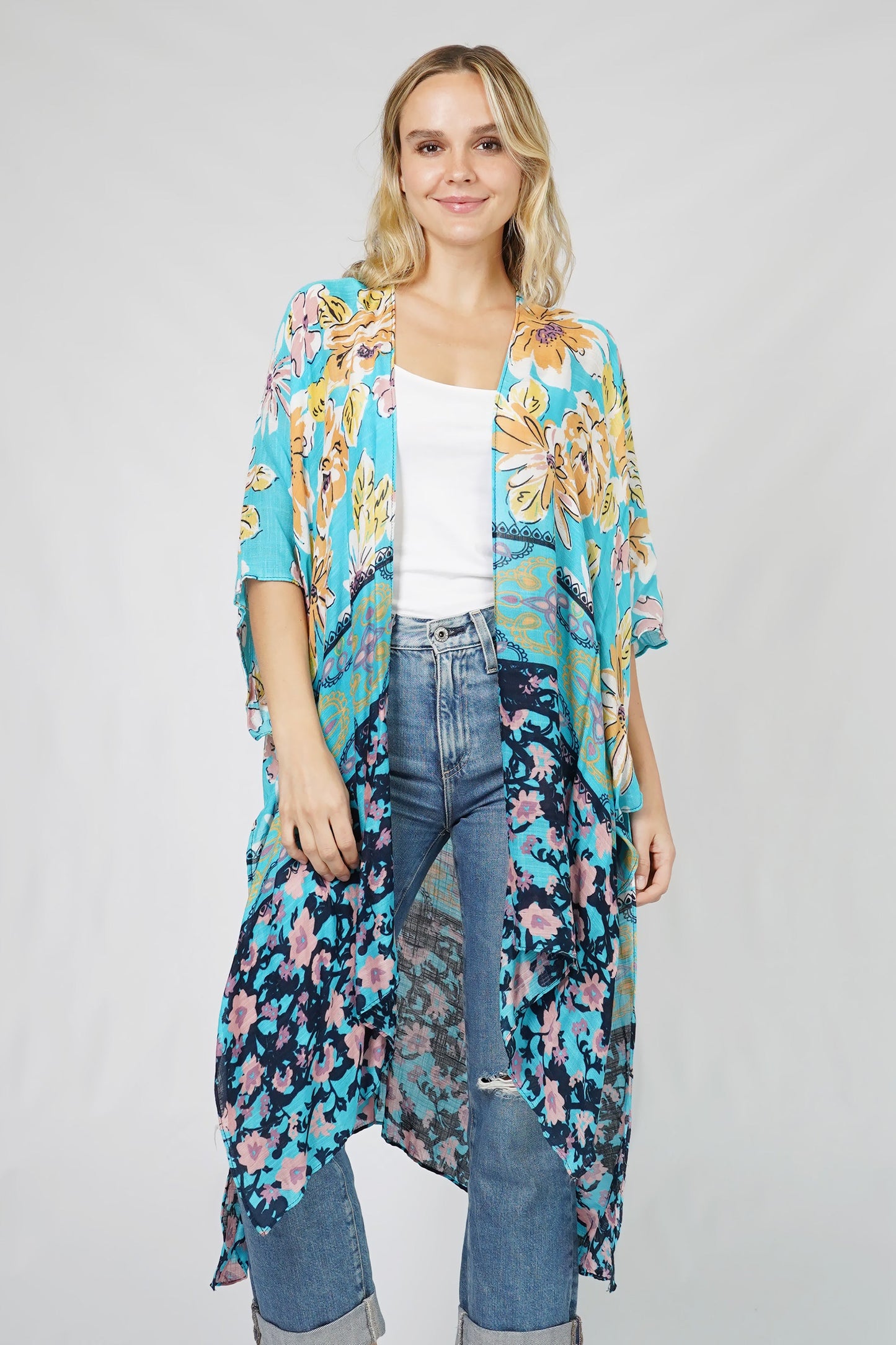 FLORAL PRINT KIMONO/VEST