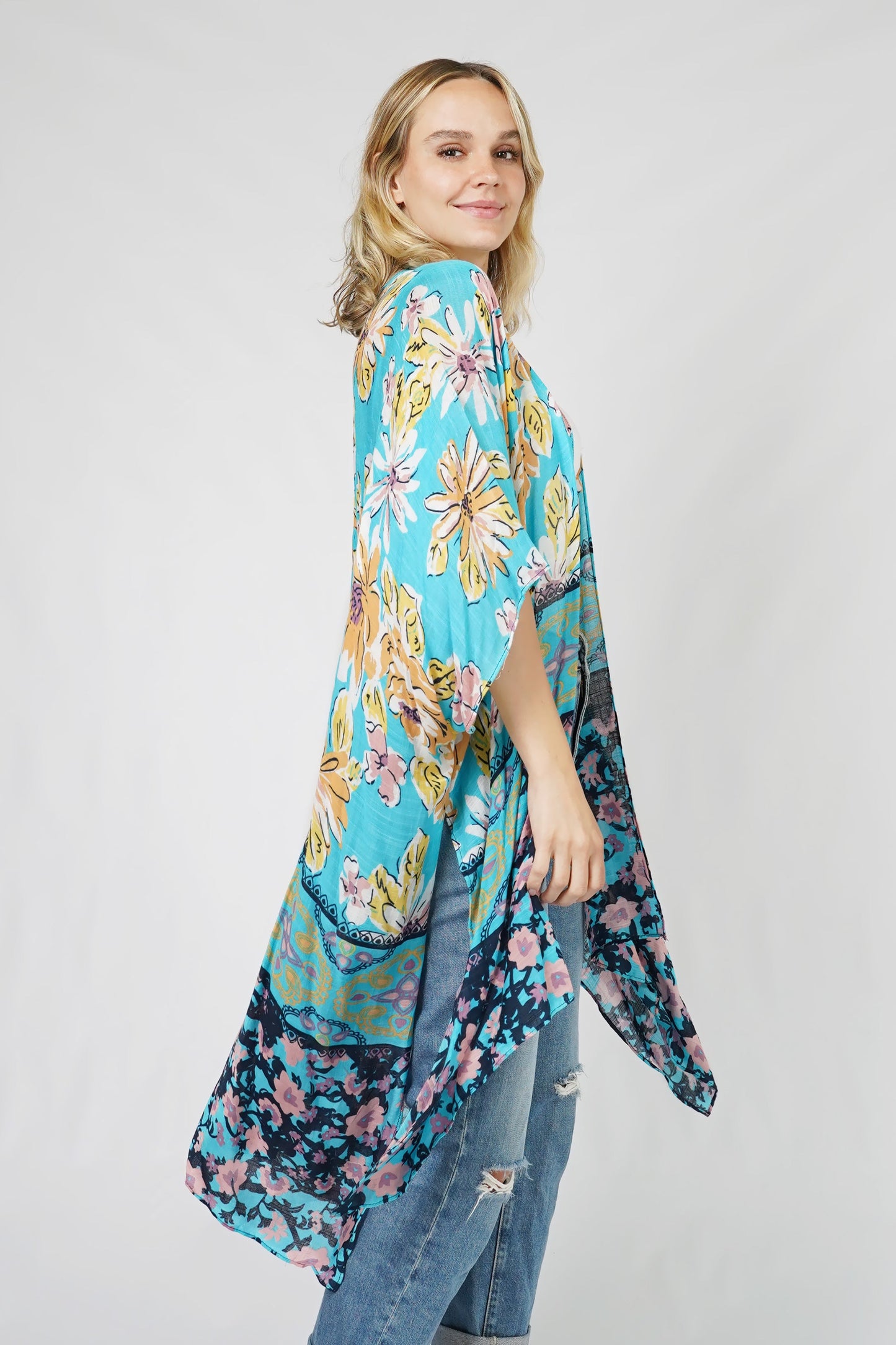 FLORAL PRINT KIMONO/VEST