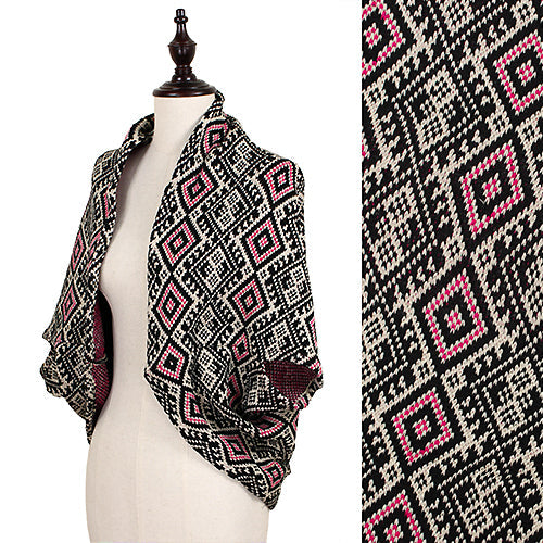 AZTEC PATTERN KNIT SHRUG/VEST