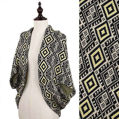 AZTEC PATTERN KNIT SHRUG/VEST