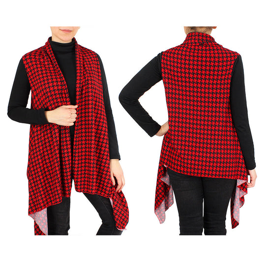 HOUNDSTOOTH PATTERN JERSEY VEST