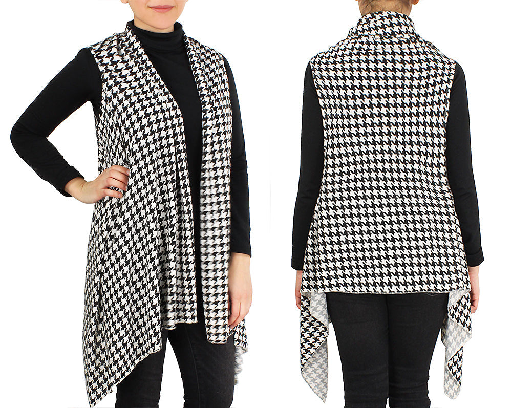 HOUNDSTOOTH PATTERN JERSEY VEST