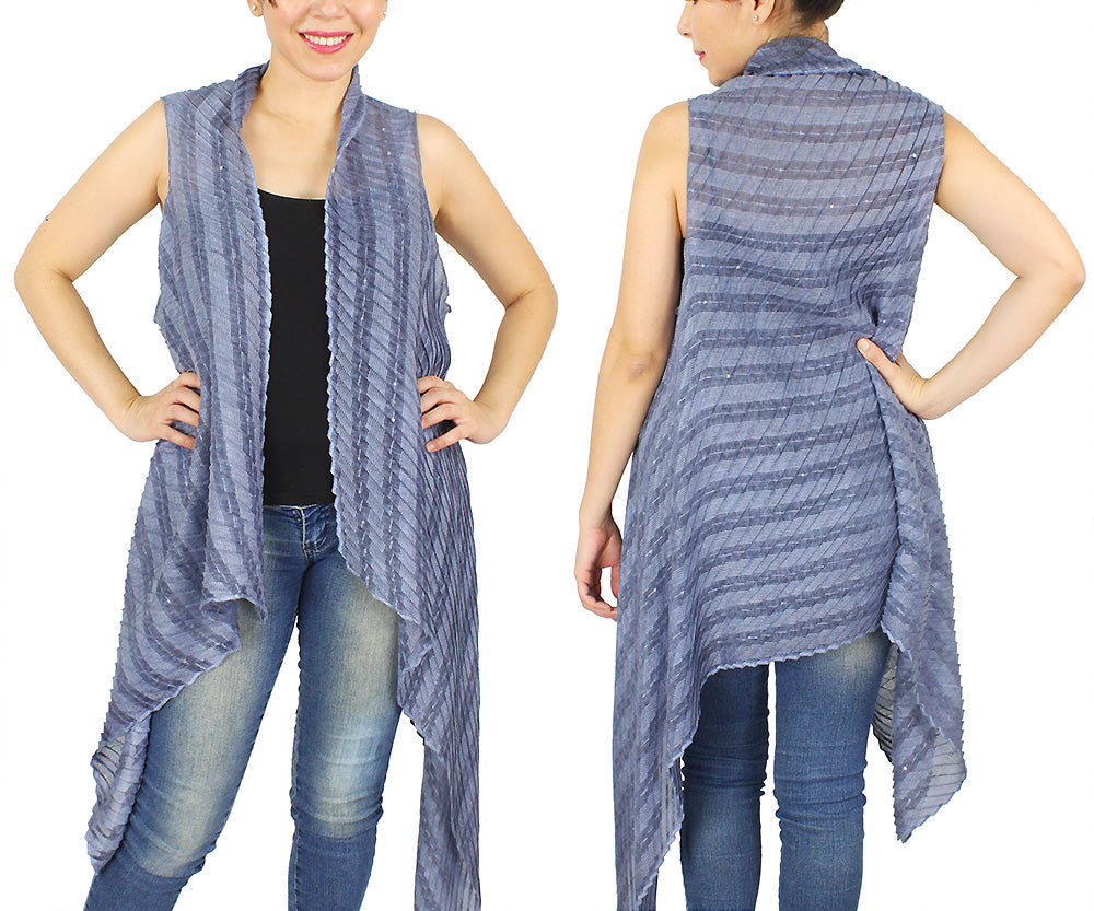 PLEATED SEQUINS DECO SCARF VEST