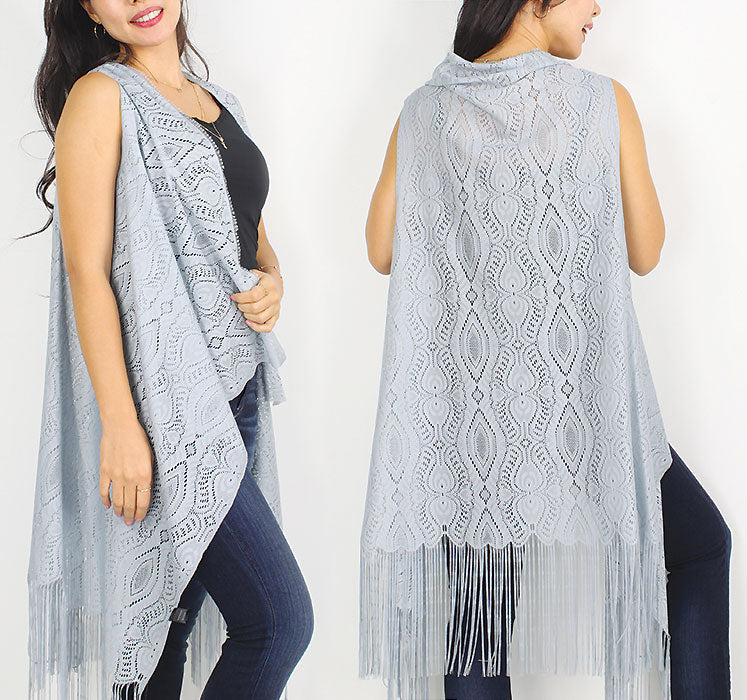 LACE VEST W/TASSEL