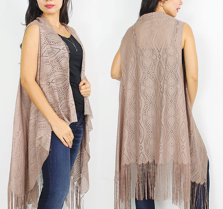 LACE VEST W/TASSEL