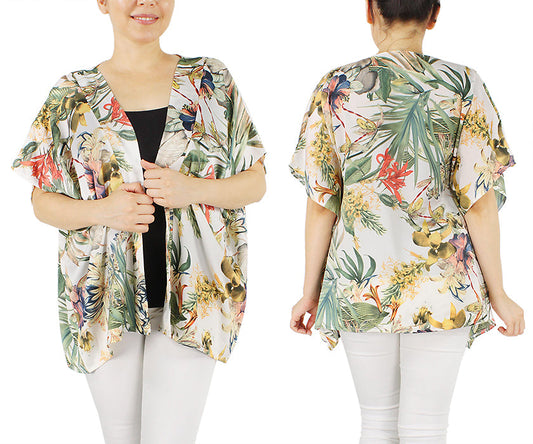 VINTAGE TROPICAL SATIN KIMONO/VEST