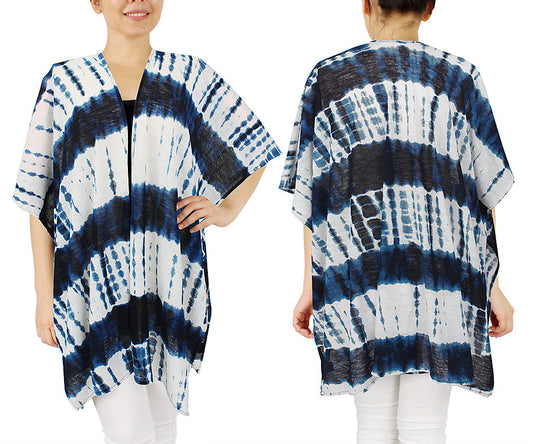 TIE DYE PRINT STRETCH KIMONO