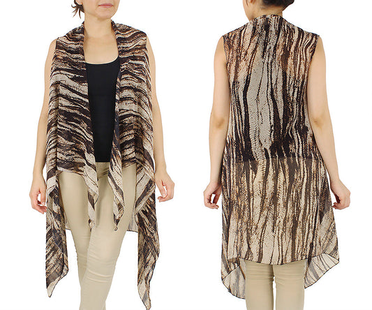 ABSTRACT PRINT CHIFFON VEST