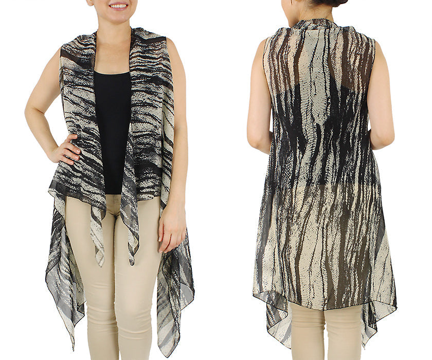 ABSTRACT PRINT CHIFFON VEST