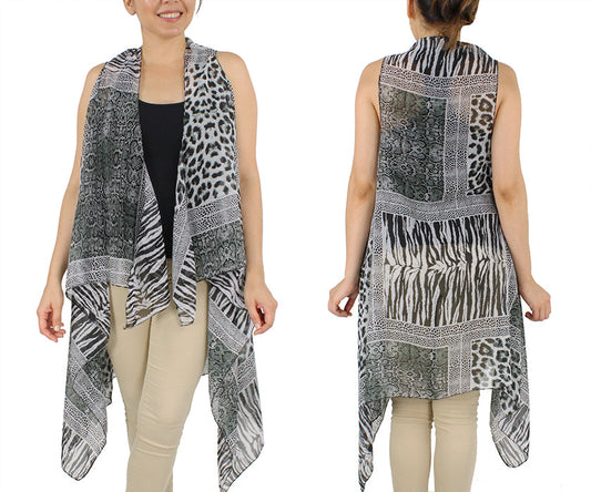 ANIMAL PRINT CHIFFON VEST