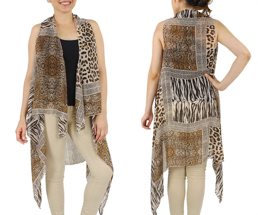 ANIMAL PRINT CHIFFON VEST