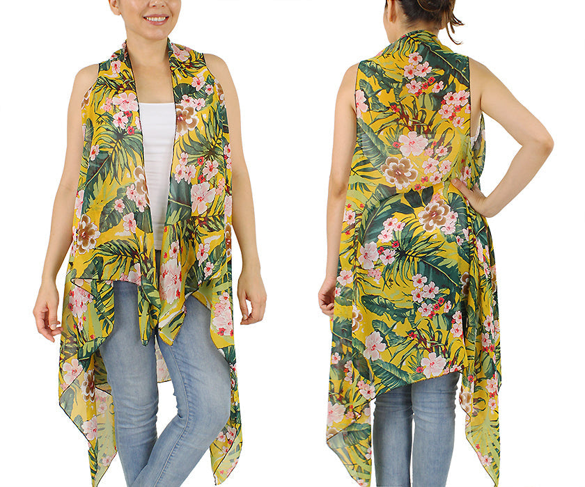 FLORAL PRINT CHIFFON VEST