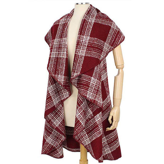 PLAID ROUND VEST