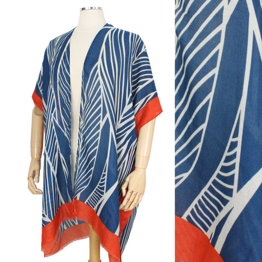 ABSTRACT LEAF PRINT KIMONO/VEST