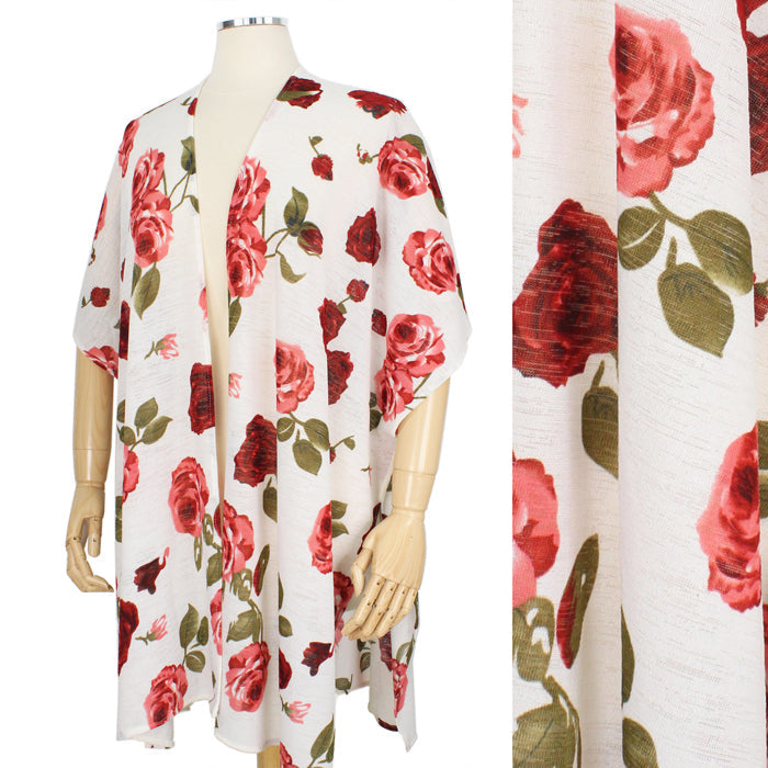 FLOWER PRINT STRETCH KIMONO/VEST