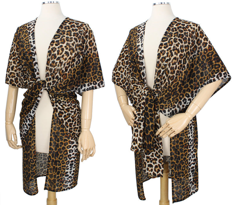 LEOPARD PRINT STRETCH KIMONO/VEST