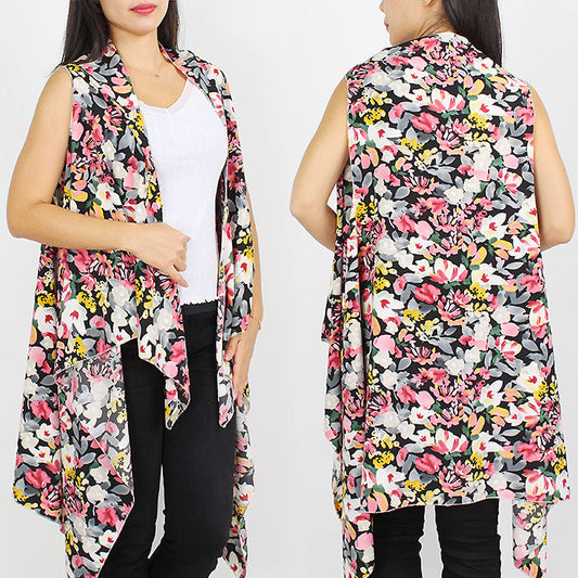 FLOWER PRINT VEST/COVER-UPS