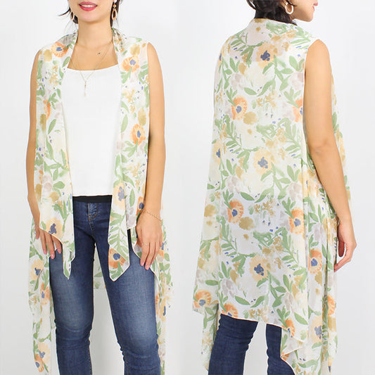 FLOWER PRINT VEST/COVER-UPS