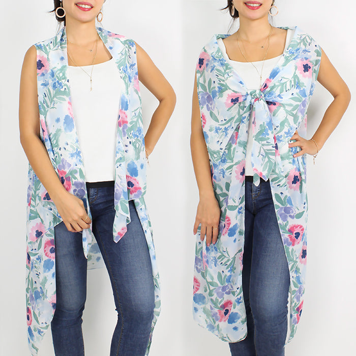 FLOWER PRINT VEST/COVER-UPS