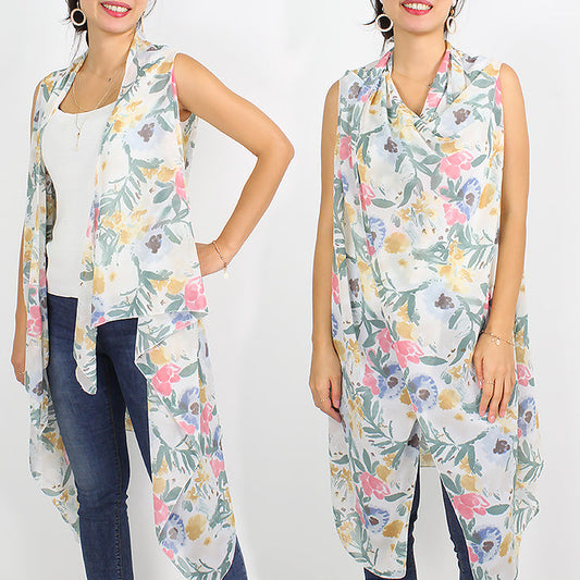 FLOWER PRINT VEST/COVER-UPS