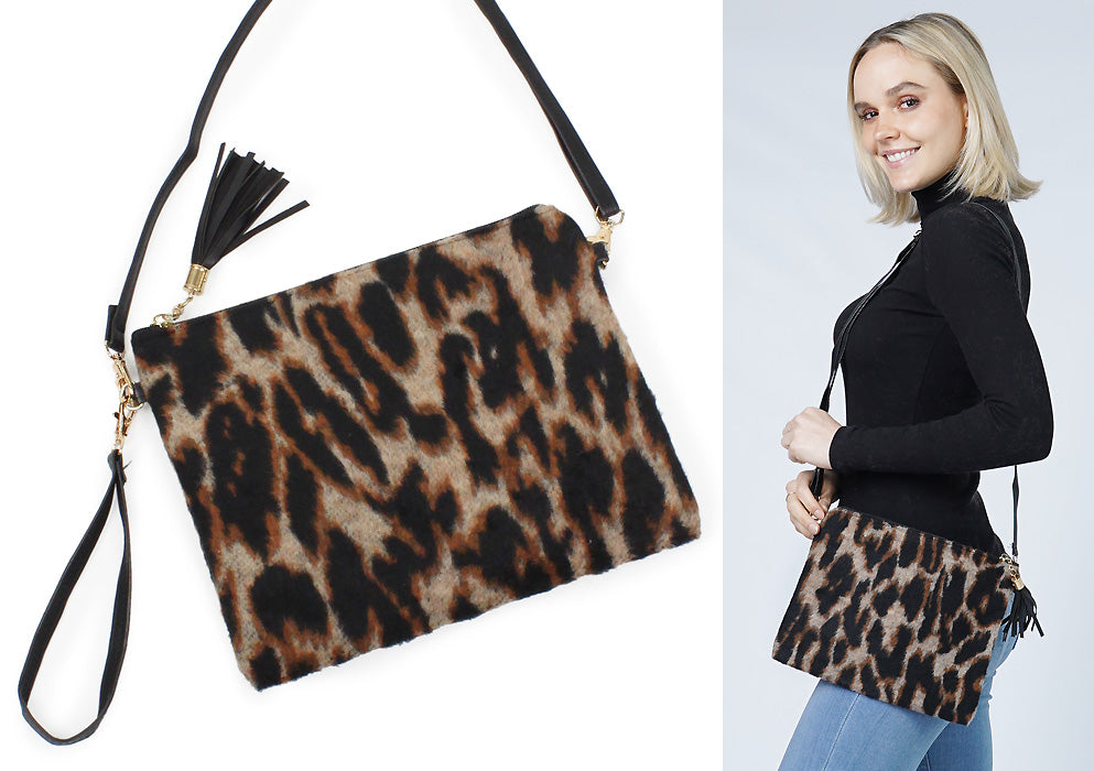 LEOPARD PRINT CROSSBODY/CLUTCH BAG