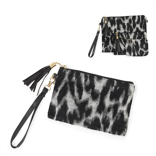 LEOPARD PRINT POUCH BAG W.WRISTLET