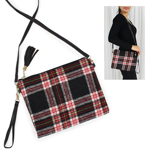 PLAID PRINT CROSSBODY/CLUTCH BAG