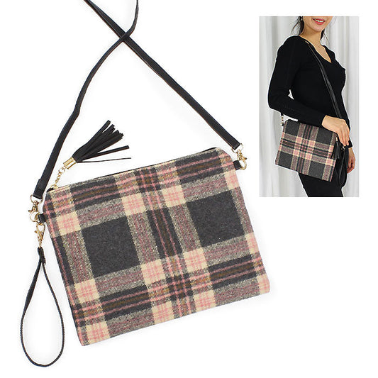 PLAID PRINT CROSSBODY/CLUTCH BAG