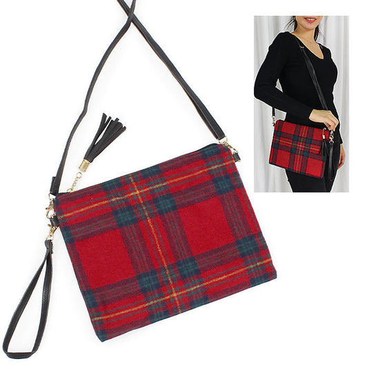 PLAID PRINT CROSSBODY/CLUTCH BAG